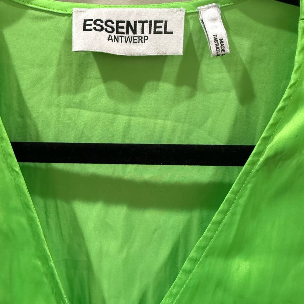 Essentiel Antwerp WHAM Neon Green Tie Waist Blouse Size 38 (Medium) - Picture 5 of 8